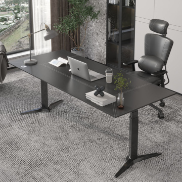 Black PU leather standing desk for office