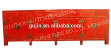 Ming Style Antique Furniture Solid Wooden Red Long Buffet Sideboard