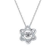Elegant Luxury Hex Star 925 Silver Moissanite Necklace