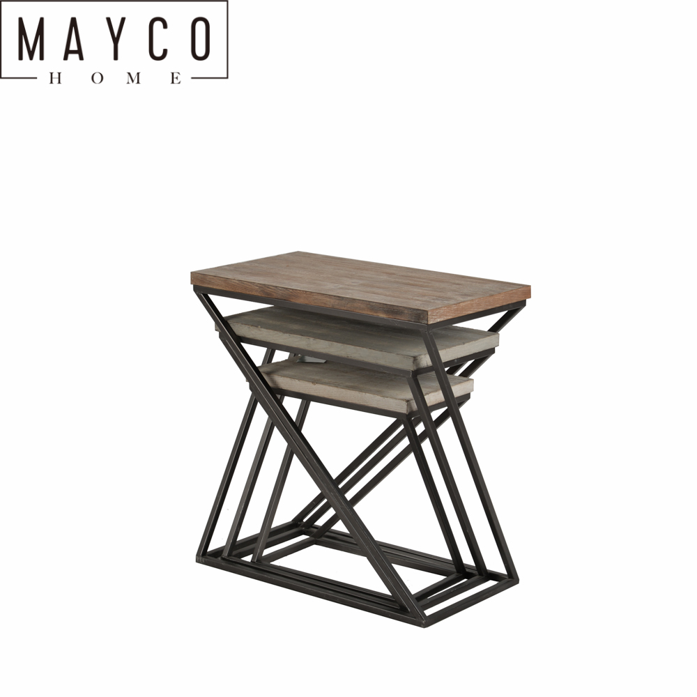 Mayco Accent Furniture 3 Piece Wood Painted Nesting Tables for Living Room