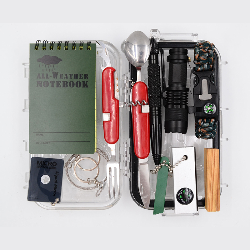 2020 New Camping 10 in 1 Survival Kit, Outdoor Emergency Camping Gear Kit with Tactical Pen Pliers Notebook Waterproof case