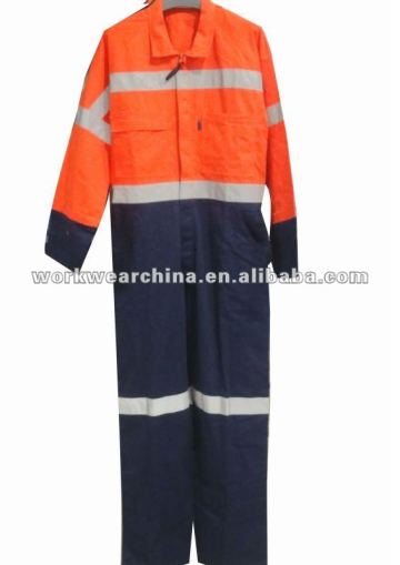 Orange high visibility coveralls