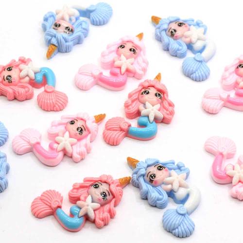 38mm Kawaii Zeemeermin Prinses Hars Cabochon Versieringen Scrapbooking DIY Hars Ambachten