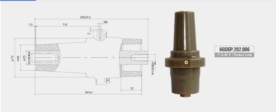 SF6-24-198 SF6 Epoxy Resin high voltage bushing insulator for Gas Insulated Switchgear