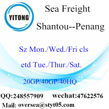 Shantou Port Zeevracht Verzending naar Penang Maleisië