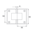 Square rounded 180 Degree glass to glass hinge