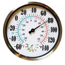 12" Bimetal Dial Temperature Hygrometer Stainless Steel Auto