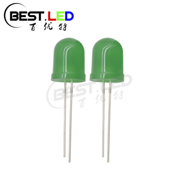 10 mm-ko LED berde distiratsu hedatua