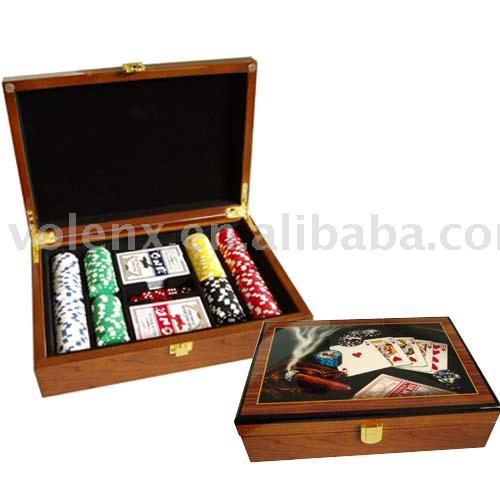 wooden poker chip set