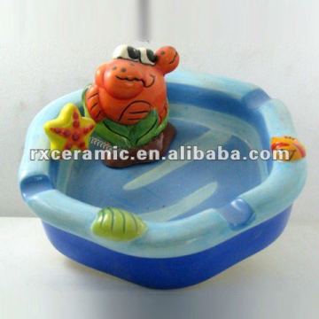 hand-painted ceramic ashtray -Crab