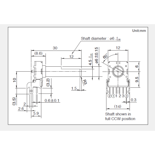 Potencjometr obrotowy serii RK12L