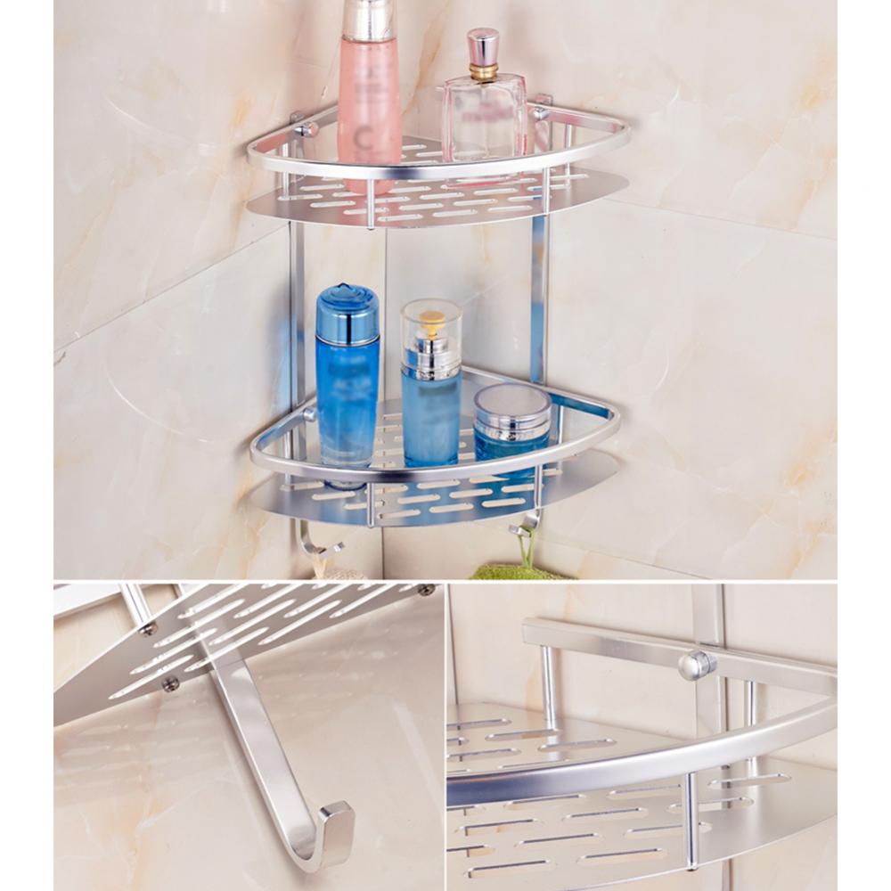 2-Tier Shelf Basket Aluminum Corner Shelves