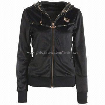 Women's velour jacket, made of 100% polyester velour 260g