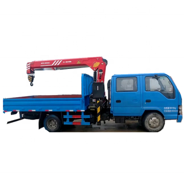 China isuzu 600p Double Cab Truck Mounted hydra Crane 3.2t with 400mm Cargo Box