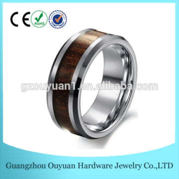 8MM Wood Tungsten Ring, High Polished Wood Tungsten Ring, Fashion Tungsten Carbide Ring with Wood inlay