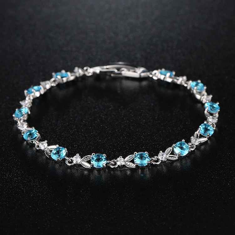 Simple Fashion Bracelet Jewelry Delicate Zircon Silver Plating Copper Charm Bracelet