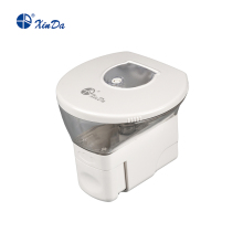 Drop-shaped soap dispenser with button