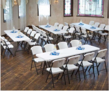 8 FT STACKING TABLES AND CHAIRS SET