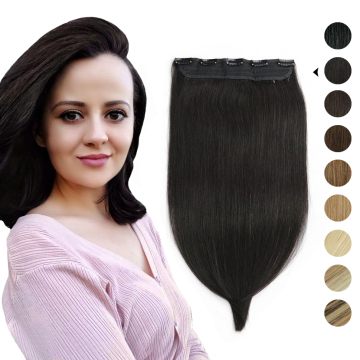 Silky Straight One Piece 5 Clips Quad Weft Clip in Remy Human Hair Extensions Half Head Clip on Hair