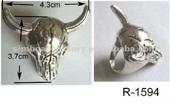 fashion metal jewelry bull head ring