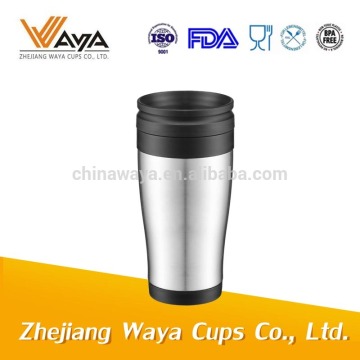 Double-wall inner plastic outer stainless steel auto mugs