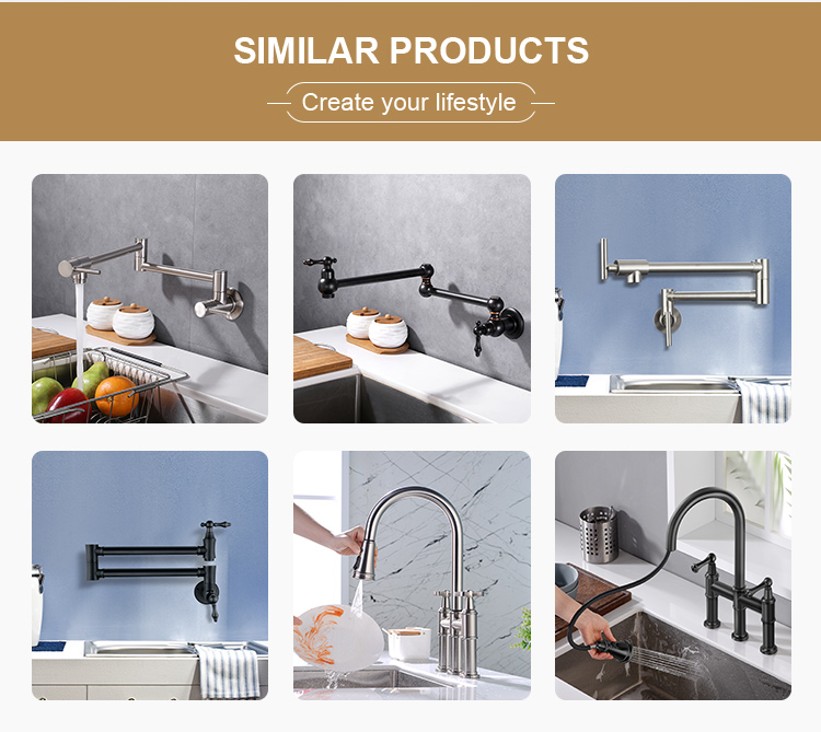 Hot Sale Gold Brass Wall Mount Kitchen Faucet Gold Folding Pot Filler Faucet
