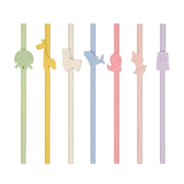 Fancy animal drinking straw food grade BPA Free portable silicone rubber straw cup drink straws