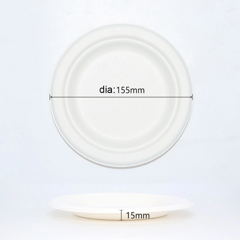 100% Biodegradable Eco-Friendly Sugarcane Bagasse Disposable 10'' Round Plate