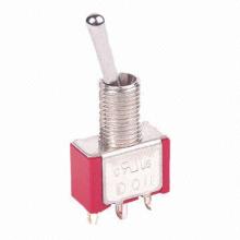 Miniature Toggle Switch with 5A/120V AC, 2A/250V AC Rating
