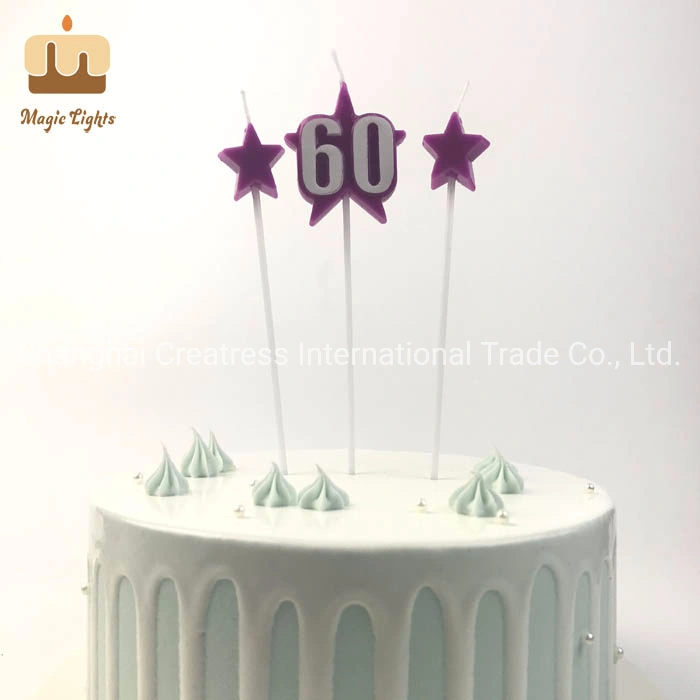 Number 60 Star Birthday Cake Candle Factory