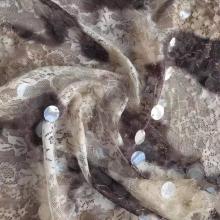 Lace digital printing embellished sequin fabric