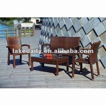 Luxury outdoor wicker furniture with metal base