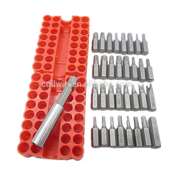 Security Tamper Proof Bit Set 33pcs Torq Torx Hex Star Spanner Tri Wing Electric Screwdrive Hex Bit 1/4" 6.35mm Magnetic Holder