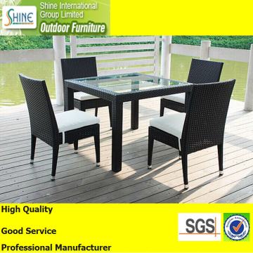 Outdoor Furniture Square Glass Table and Armless Chair, Morden Dining Table and Chair Furniture Garden Furniture