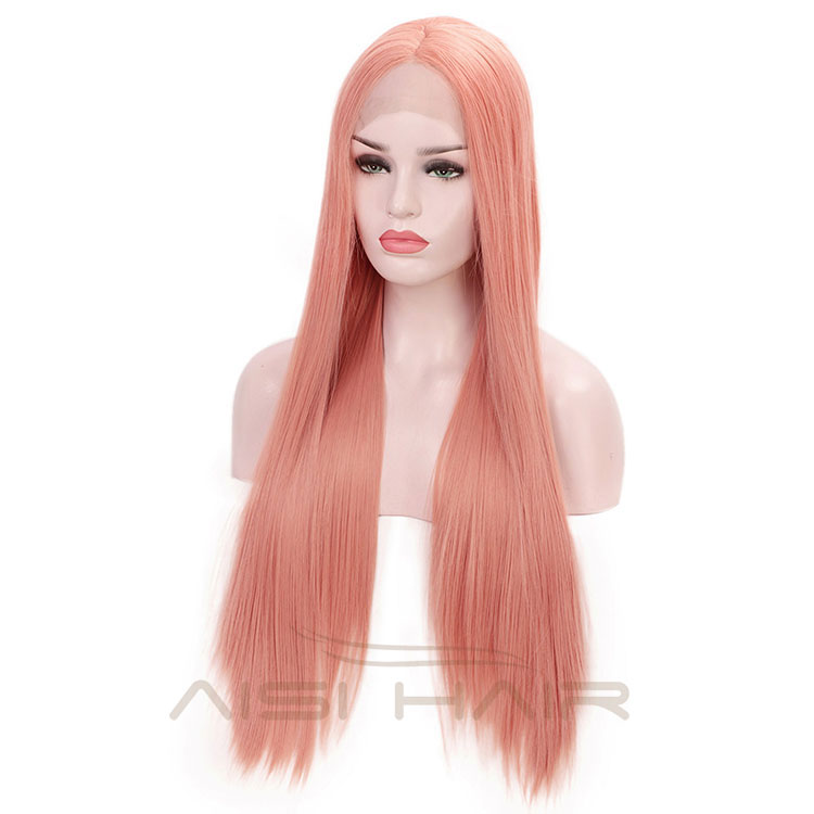 Aisi Hair Long Straight Lace Front Synthetic Wigs Natural Looking Red Silk Straight Long Wigs Colorful Lace Front Hair Wigs