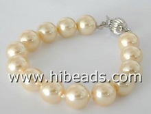 round golden 12mm sea shell pearl bracelets wholesale SPB0005
