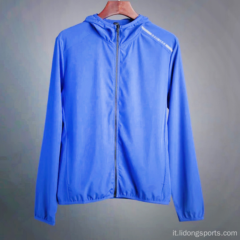 Sottile giacca da giacca a vento in poliestere con zip up sport