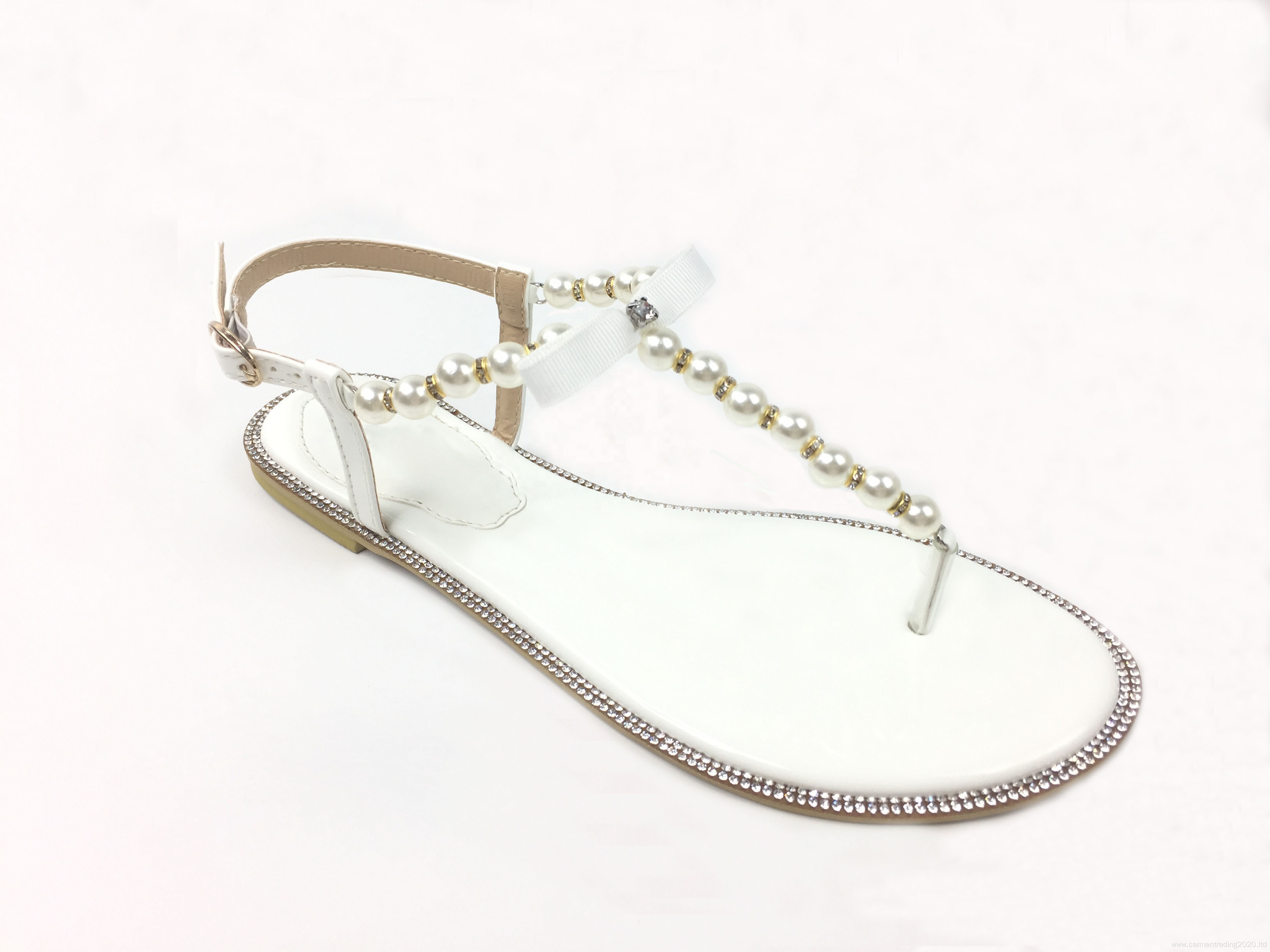 T-Strap Pearl Ballet Flat Sandals