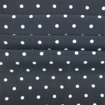 Light Woven Crepe White Dot Printed Fabric