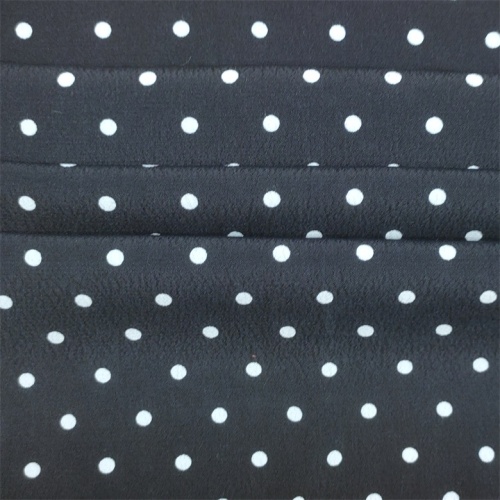 Light Woven Crepe White Dot Printed Fabric