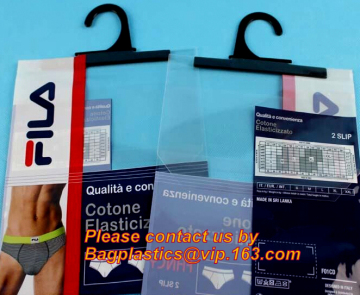 Polypropylene Bags, Plastic Hanger Garment Underwear Clothes Packaging PP Bags, hanger hook plastic bags, Ziploc bag with hanger