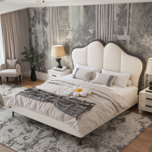 European Modern Pine White Leather Bed Sheets with Storage Frame - UK Style