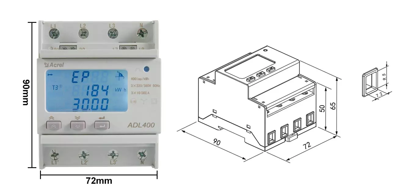 Dimension of ADL400  Current Input via Direct Connect