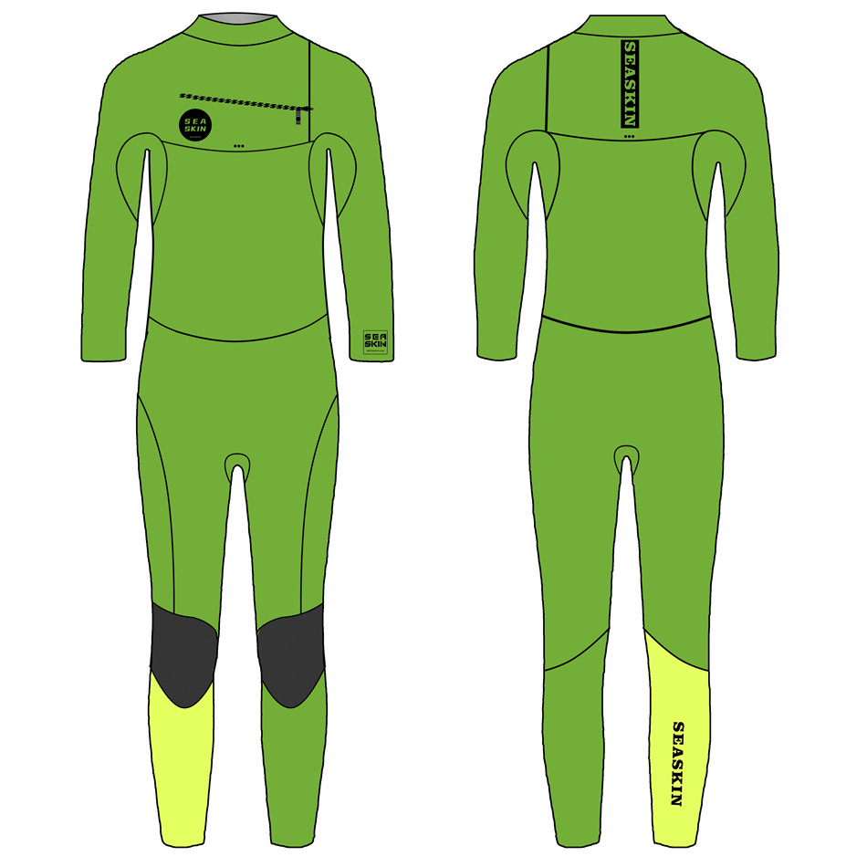 Seaskin 5/4 mm neopreen aangepast wetsuit met borstrits voor heren