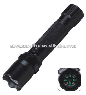 Black Led aluminum flashlight/aluminum led flashlight with compass