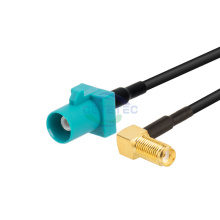 Fakra Z Male RF Coaxial RG174 Cable Assembly - Straight Fakra to SMA Right Angle