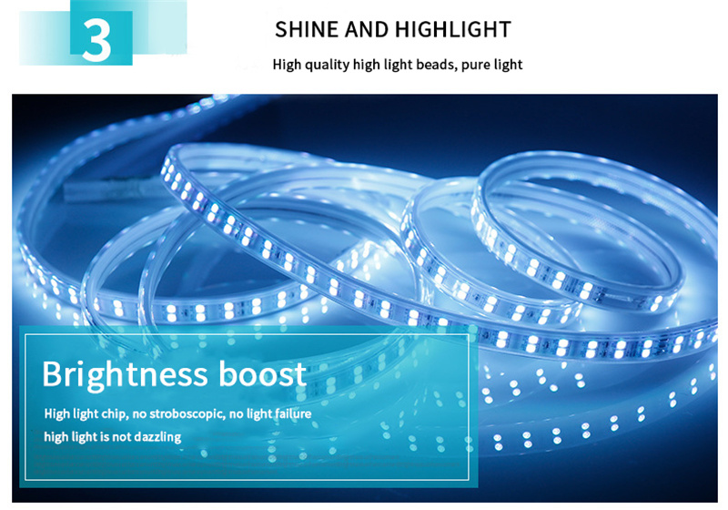 AC 220V IP65 PVC cover Double-Row Smart Light Strip Multi Color RGB cover flexible strip SMD 5050 led rope light