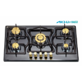 Terbina dalam 5 Burners Black SS Brushed Gas Hob