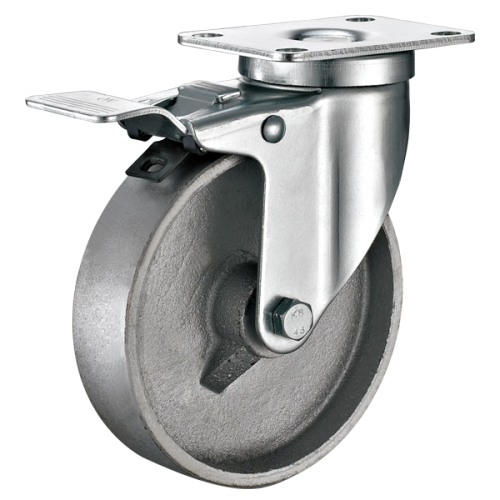 American Medium Duty Electrophoresis Top Plate Axle Brake Cast Iron Double Ball Bearing Castor Wheel