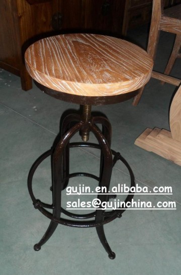 Industrial loft iron and reclaimed wood stool